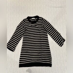 Madewell Black and Cream Striped Sweater with Button Details